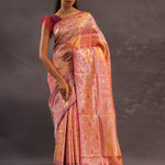 Orange Kanjivaram Tissue Silk Saree With Gold Zari Border