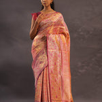 Orange Kanjivaram Tissue Silk Saree With Gold Zari Border