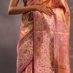 Orange Kanjivaram Tissue Silk Saree With Gold Zari Border