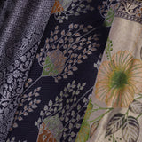 Marine Blue Kanjivaram Silk Saree With Contrast Border