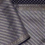 Marine Blue Kanjivaram Silk Saree With Contrast Border