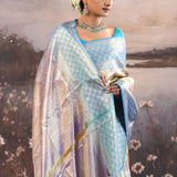 Bone Orange Kanjivaram Tissue Saree With Contrast Border