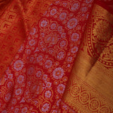 Vibrant Red Kanjivaram Silk Saree With Floral Jaal