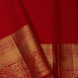 Vibrant Red Kanjivaram Silk Saree With Floral Jaal