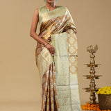 Cider Brown Kanjivaram Silk Saree Contrast Border
