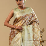 Cider Brown Kanjivaram Silk Saree Contrast Border