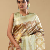 Cider Brown Kanjivaram Silk Saree Contrast Border