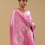 Pink Kanjivaram Silk Saree With Floral Design