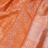 Orange Kanjivaram Silk Saree With Jaal