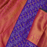Daisy Bush Blue Kanjivaram Silk Saree With Checks Pattern