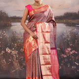 Maroon Kanjivaram Silk Saree With Floral Brocade