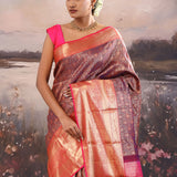 Maroon Kanjivaram Silk Saree With Floral Brocade