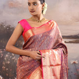Maroon Kanjivaram Silk Saree With Floral Brocade