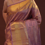 Plum Purple Kanjivaram Silk Saree With Peacock Motifs