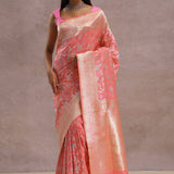 Watermelon Pink Banarasi Saree With Meenakari Work