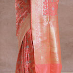 Watermelon Pink Banarasi Saree With Meenakari Work