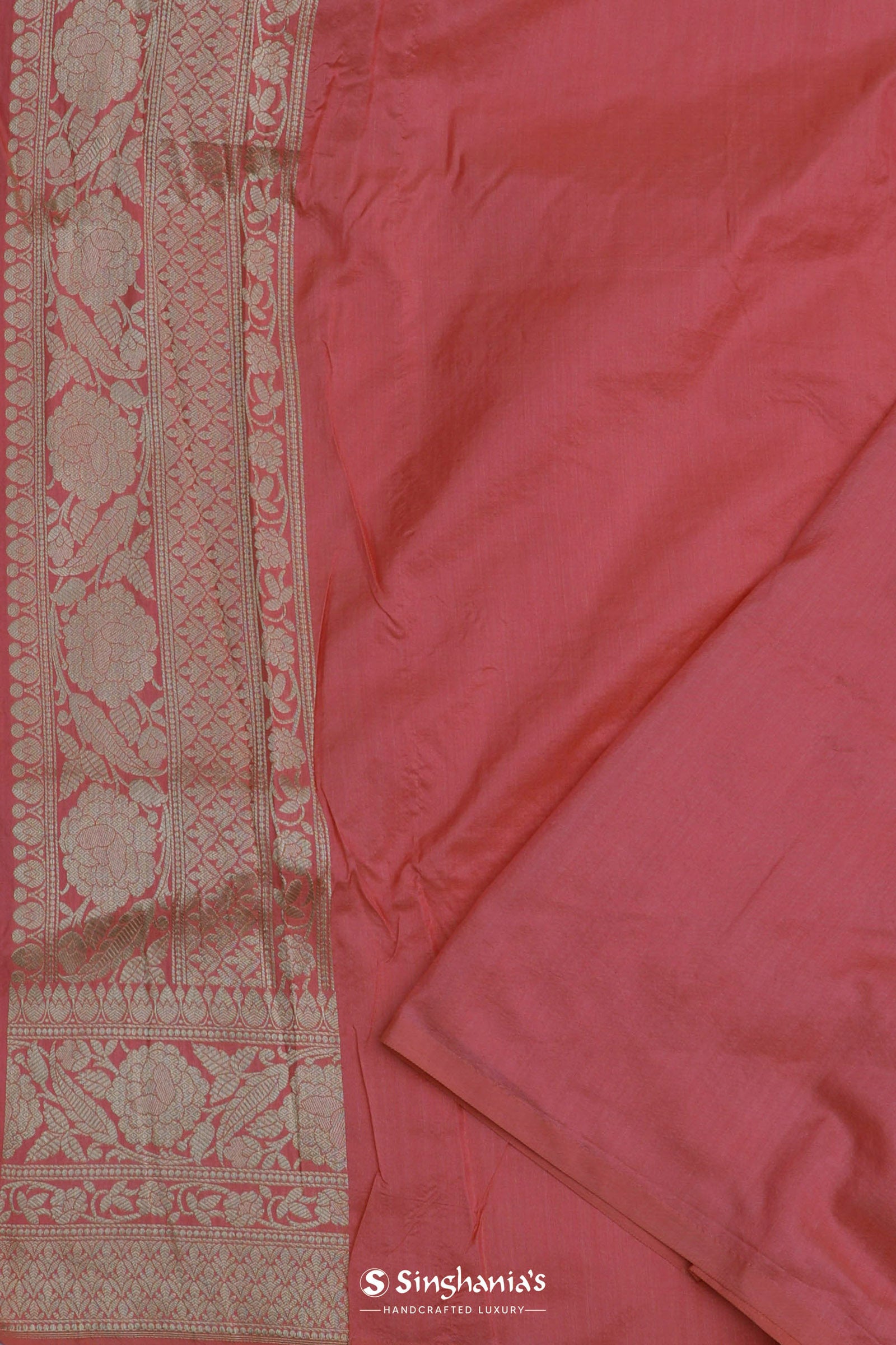 Watermelon Pink Banarasi Saree With Meenakari Work