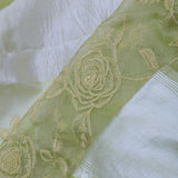 Olive Green Organza Saree With Embroidery Work