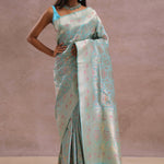 Sapphire Blue Banarasi Silk Saree With Meenakari Work