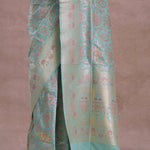 Sapphire Blue Banarasi Silk Saree With Meenakari Work