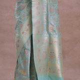 Sapphire Blue Banarasi Silk Saree With Meenakari Work