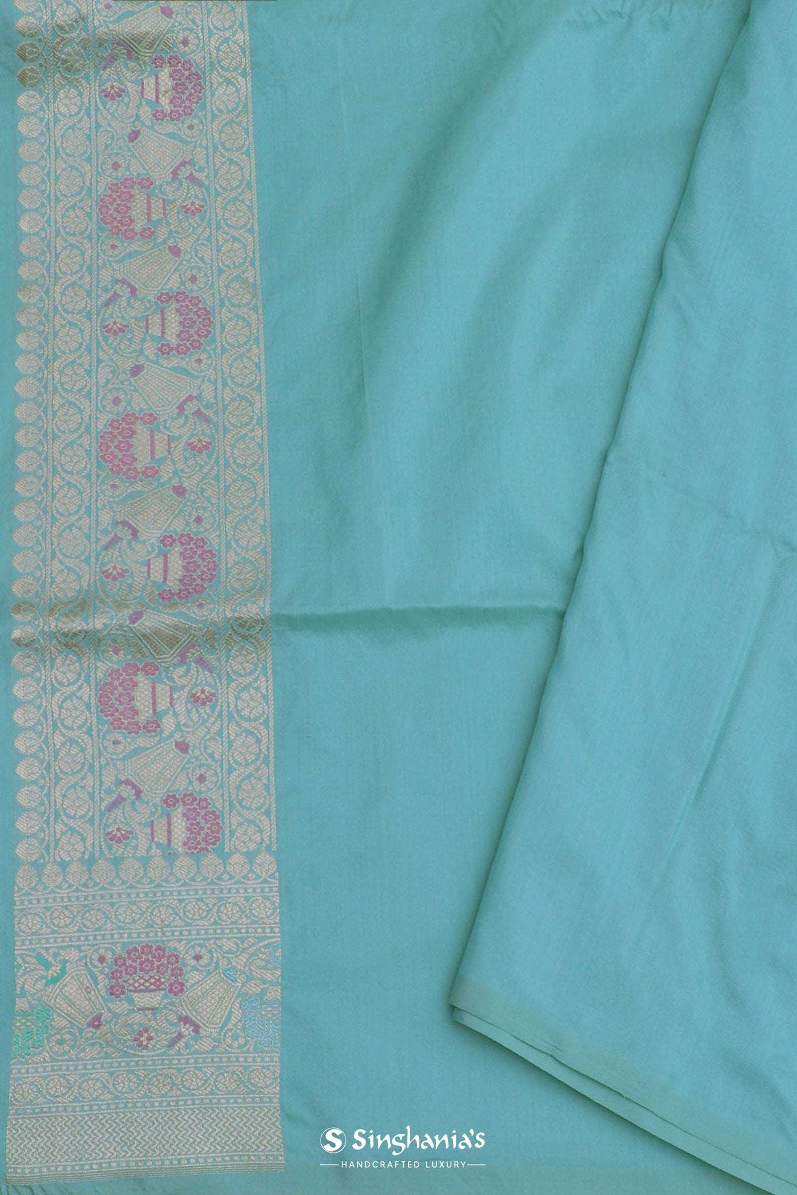 Sapphire Blue Banarasi Silk Saree With Meenakari Work