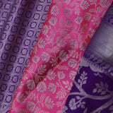 Deep Pink Kanjivaram Silk Saree With Floral Jaal