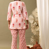 Rose Pink Block Printed Cotton Cambric Kurta With Pant
