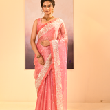 Soft Pink Tissue Embroidered Saree
