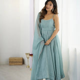 Powder Blue Shimmer Anarkali