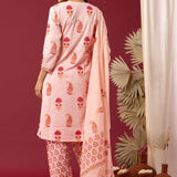 Block Printed Pink Cotton Cambric Gathered Kurti Set