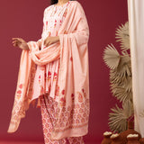 Block Printed Pink Cotton Cambric Gathered Kurti Set