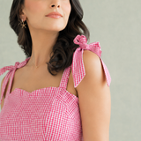 Pink Gingham Tiered Mini Gown