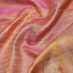 Pink Tissue Kanjivaram Saree With Gold Zari Border
