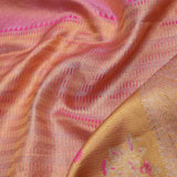 Pink Tissue Kanjivaram Saree With Gold Zari Border