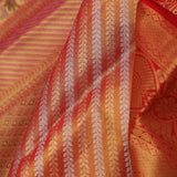Orange Kanjivaram Saree With Gold Zari Work And Gold And Silver Zari Design