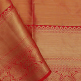 Orange Kanjivaram Saree With Gold Zari Work And Gold And Silver Zari Design