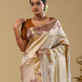 Golden Kanjivaram Tissue Saree With Designer Border