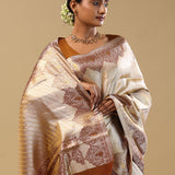 Golden Kanjivaram Tissue Saree With Designer Border