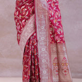 Maroon Banarasi Silk Saree With Jamdani And Meenakari Design