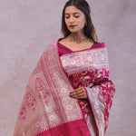 Maroon Banarasi Silk Saree With Jamdani And Meenakari Design