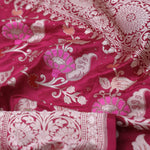 Maroon Banarasi Silk Saree With Jamdani And Meenakari Design