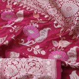 Maroon Banarasi Silk Saree With Jamdani And Meenakari Design