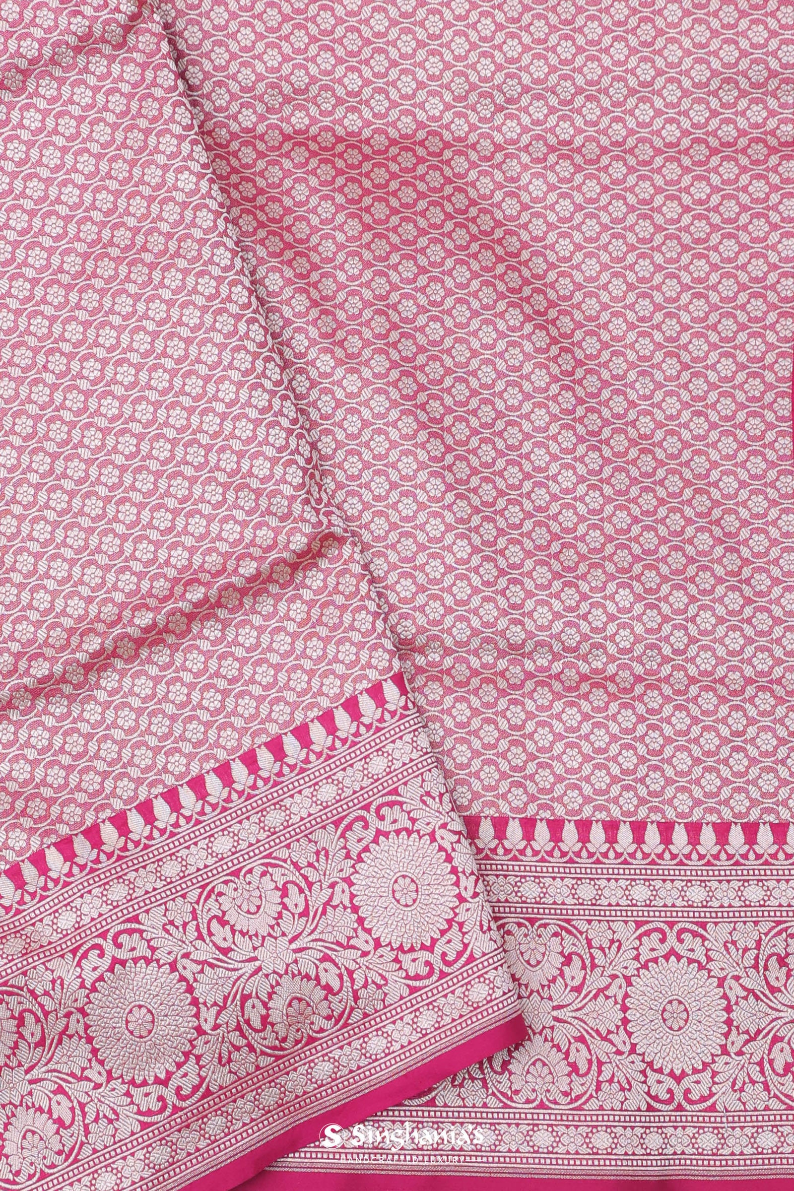 Maroon Banarasi Silk Saree With Jamdani And Meenakari Design