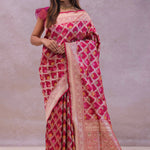 Maroon Banarasi Silk Saree With Meenakari Design