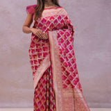 Maroon Banarasi Silk Saree With Meenakari Design