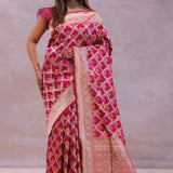 Maroon Banarasi Silk Saree With Meenakari Design