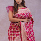 Maroon Banarasi Silk Saree With Meenakari Design