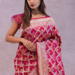 Maroon Banarasi Silk Saree With Meenakari Design