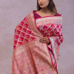 Maroon Banarasi Silk Saree With Meenakari Design